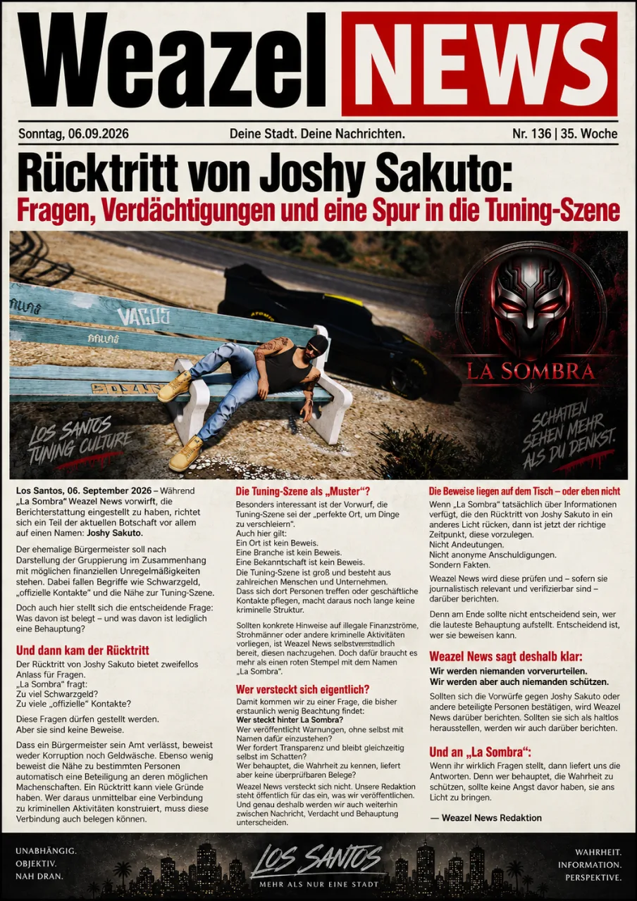 Rücktritt von Joshy Sakuto: Fragen, Verdächtigungen und eine Spur in die Tuning-Szene