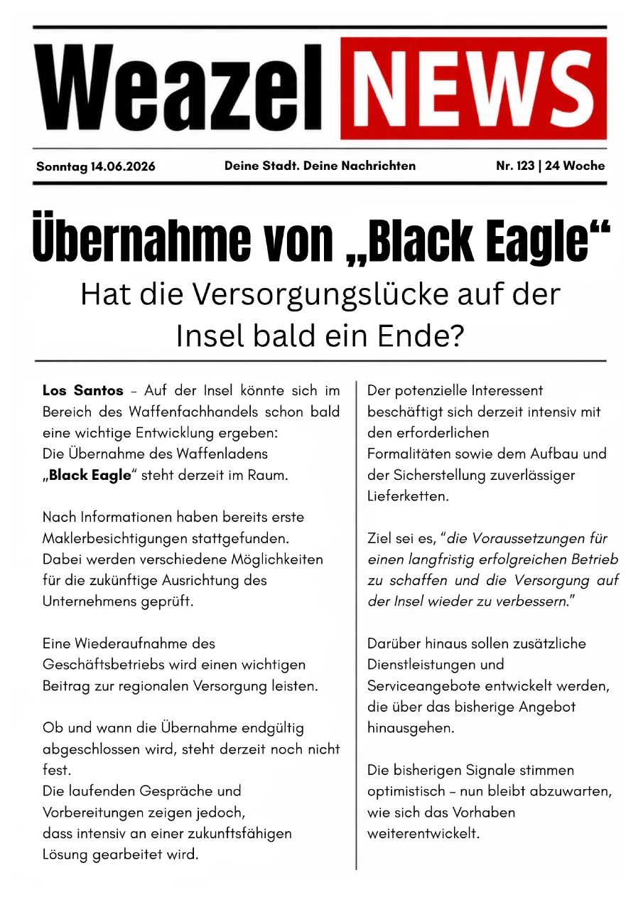 Übernahme von „Black Eagle“